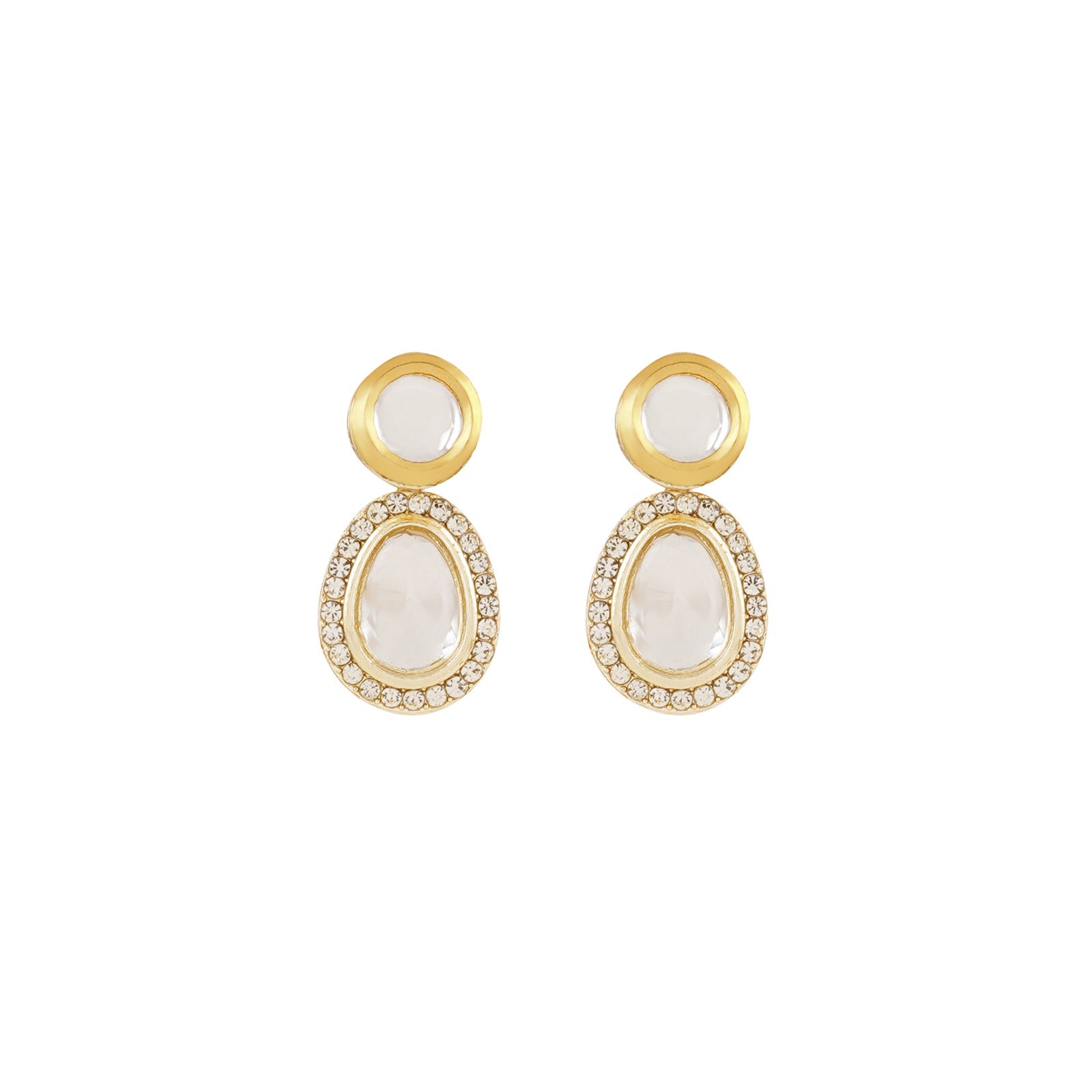 Teejh Heer Light Gold Uncut Stone Necklace Set