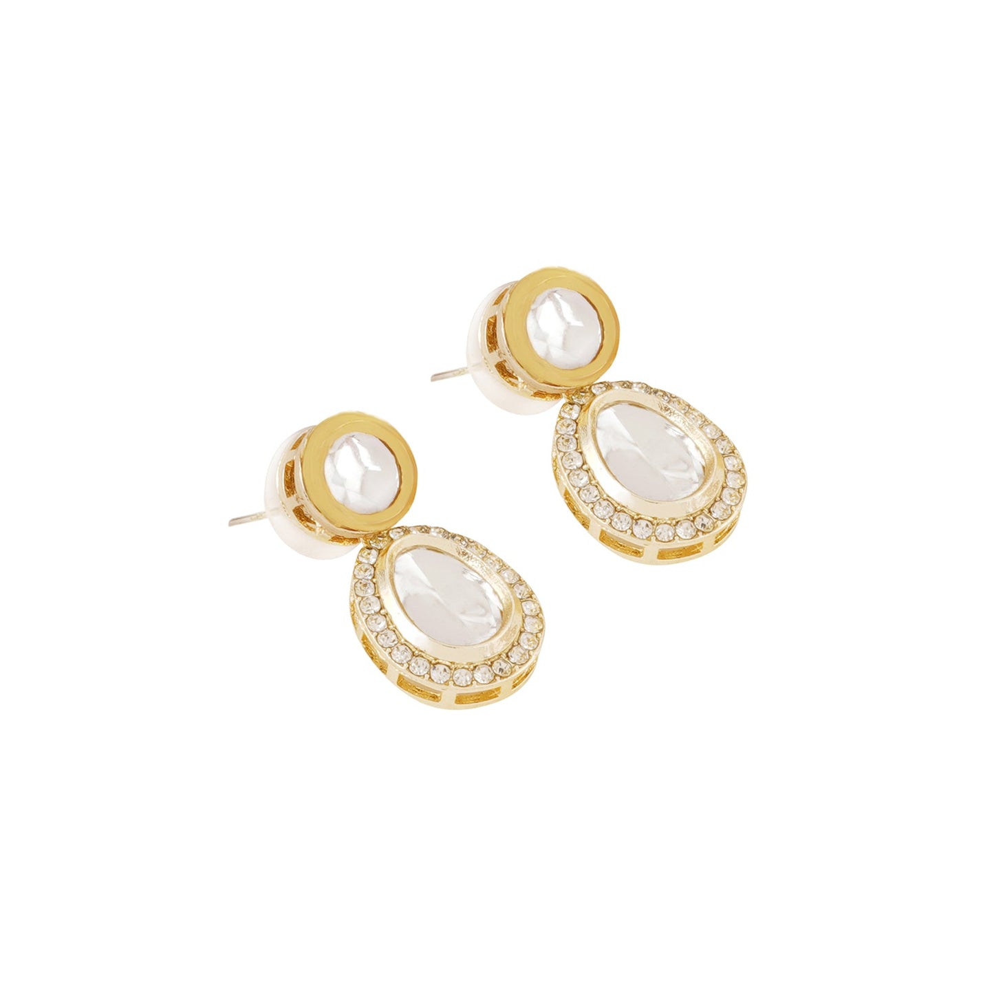 Teejh Heer Light Gold Uncut Stone Necklace Set