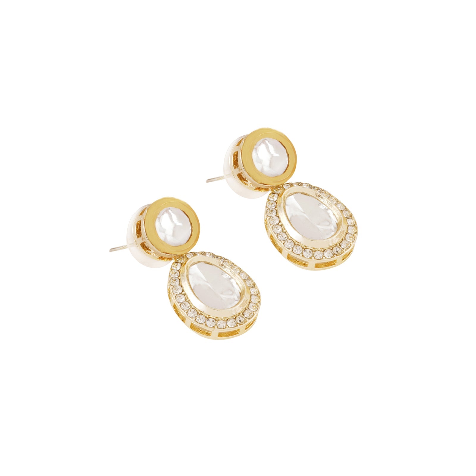Teejh Heer Light Gold Uncut Stone Necklace Set