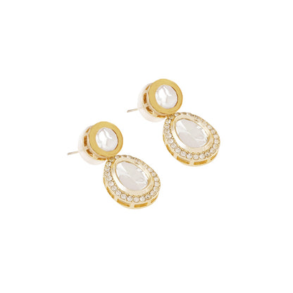 Teejh Heer Light Gold Uncut Stone Necklace Set