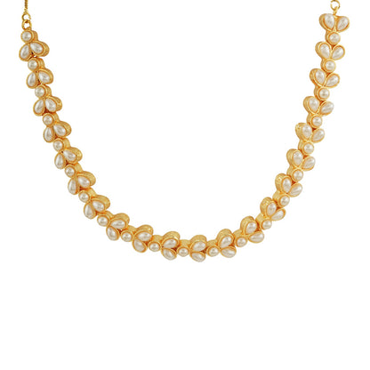 Chaand Gold Oxidised Pearl Necklace Set