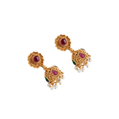 Teejh Dharma Gold Red And Green Necklace Set