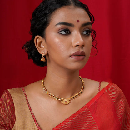 Teejh Dharmika Gold Red And Green Necklace Set