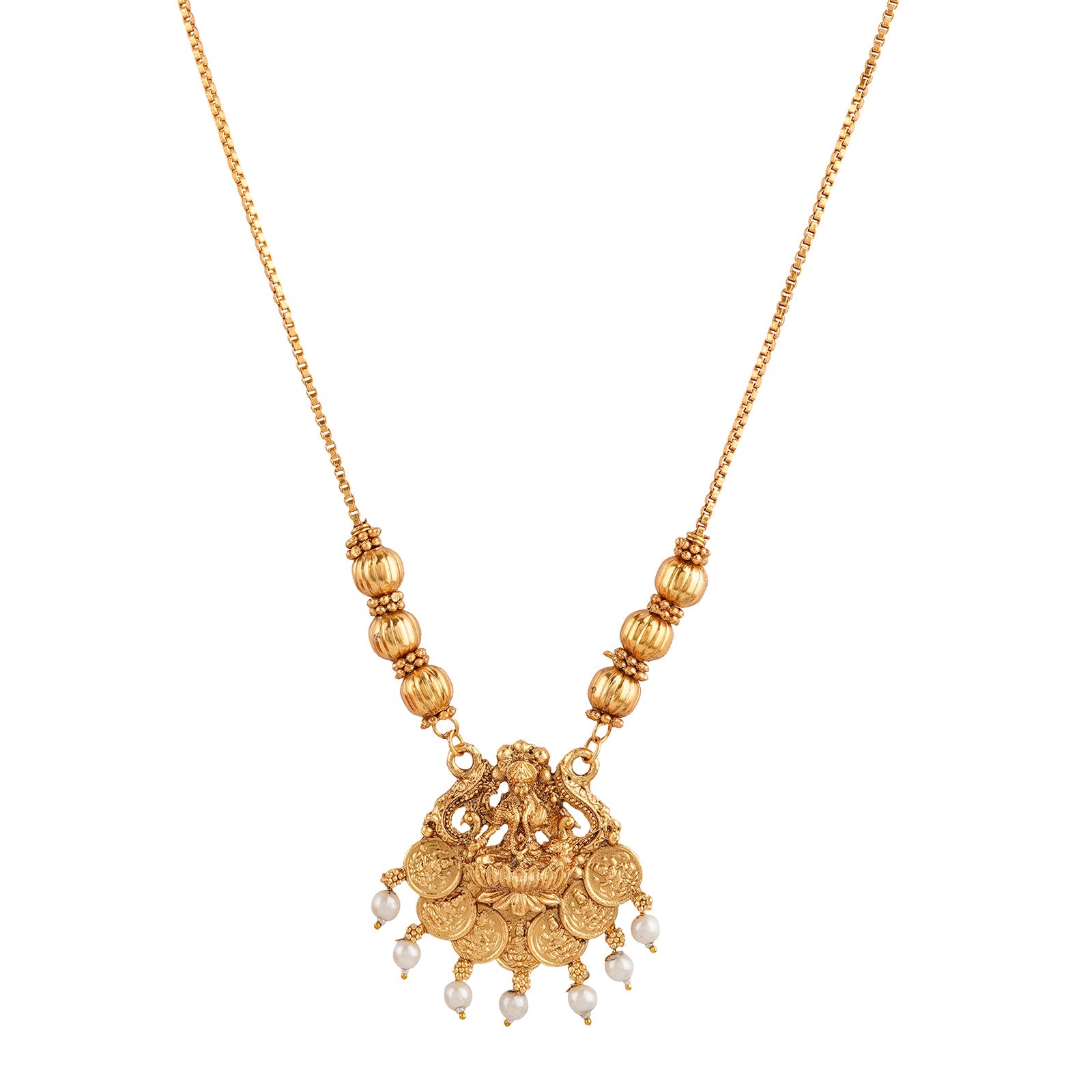 Teejh Durga Gold Red And Green Necklace Set