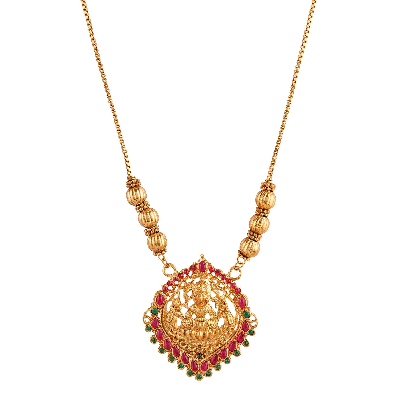 Teejh Kahlima Gold Red And Green Necklace Set