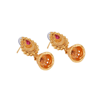 Teejh Karthika Gold Red And Green Layered Necklace Set