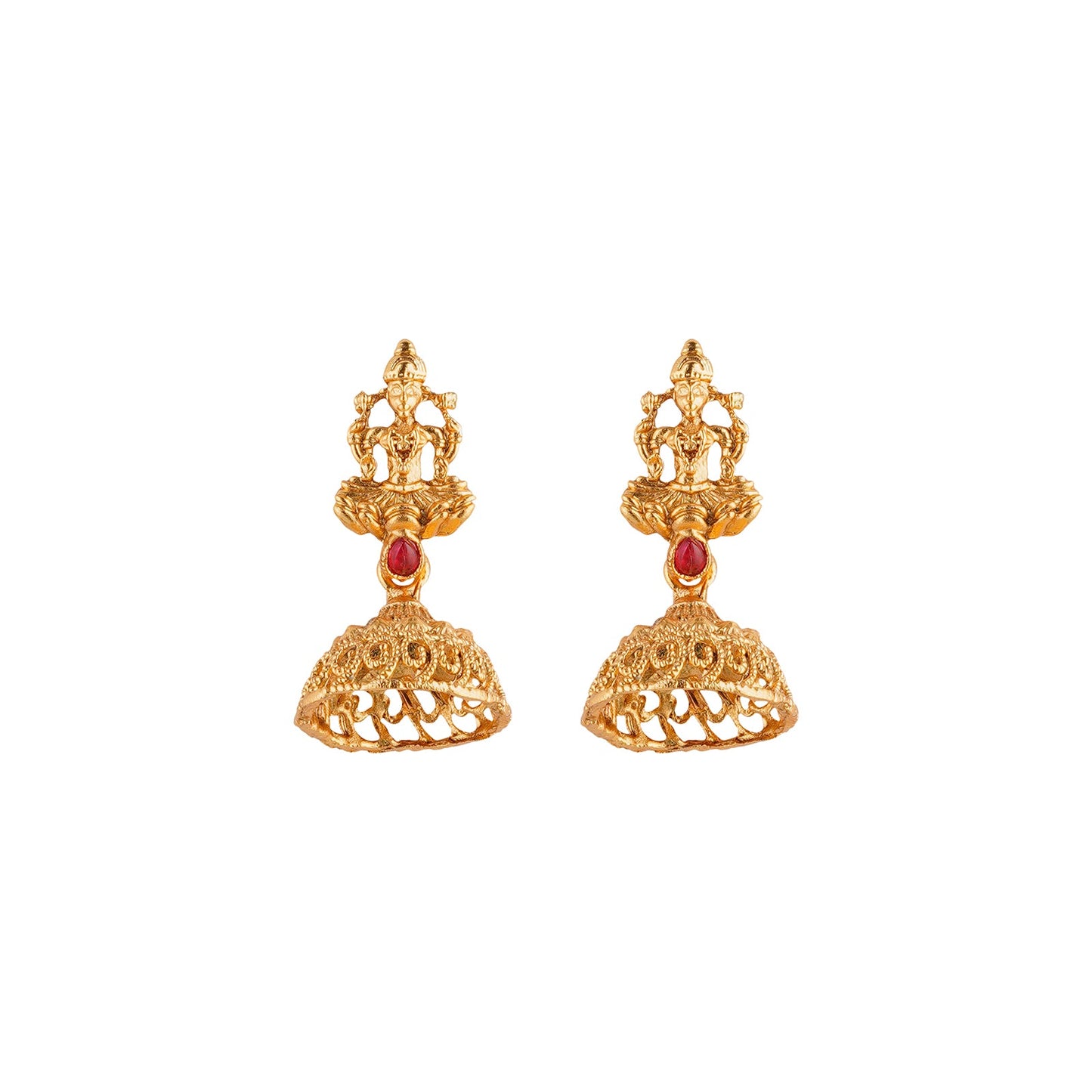 Teejh Kavitha Gold Red And Green Layered Necklace Set
