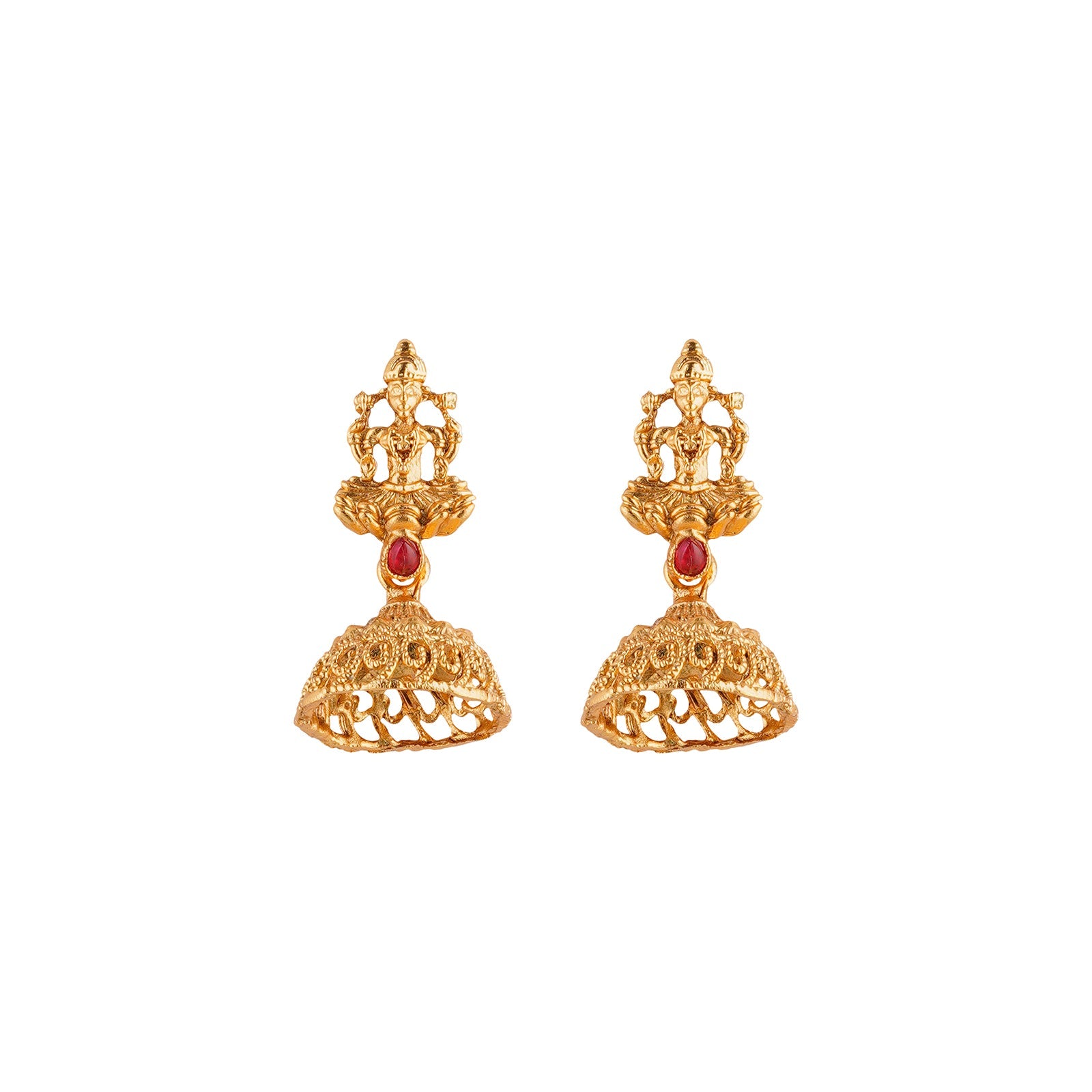 Teejh Kavitha Gold Red And Green Layered Necklace Set