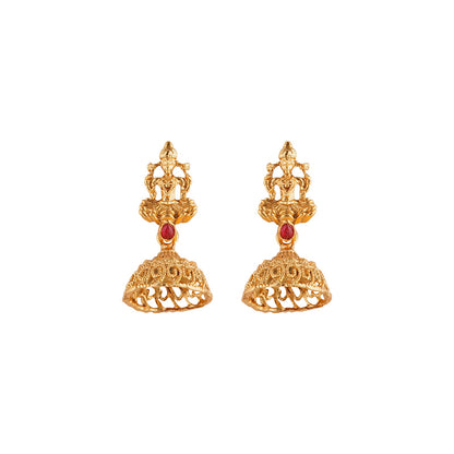 Teejh Kavitha Gold Red And Green Layered Necklace Set