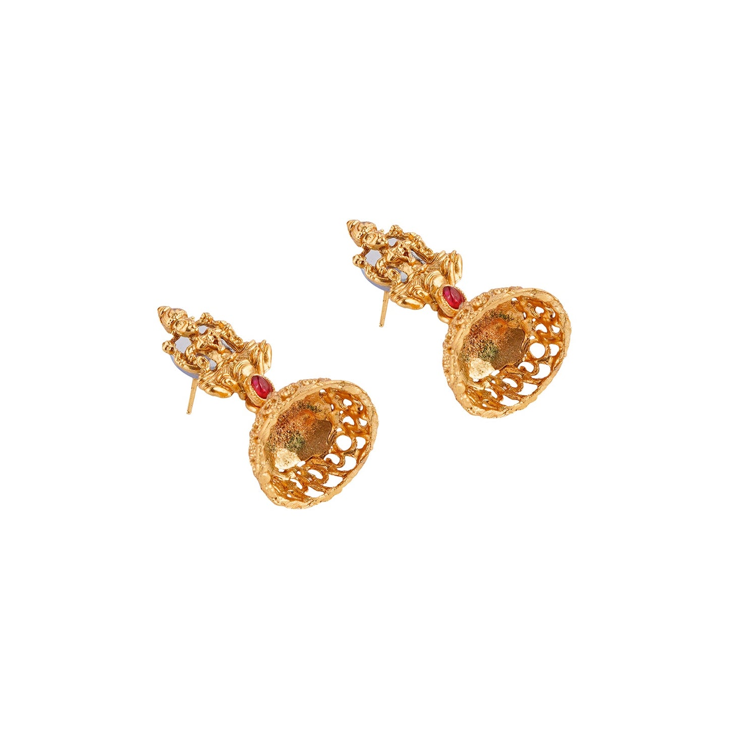 Teejh Kavitha Gold Red And Green Layered Necklace Set