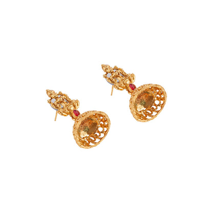 Teejh Kavitha Gold Red And Green Layered Necklace Set