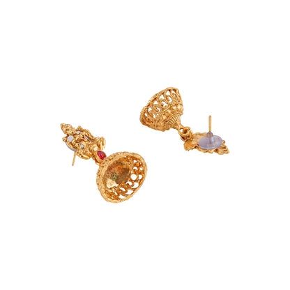 Teejh Kavitha Gold Red And Green Layered Necklace Set