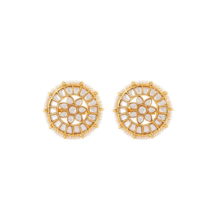 Teejh Kirtana Gold And White Stud
