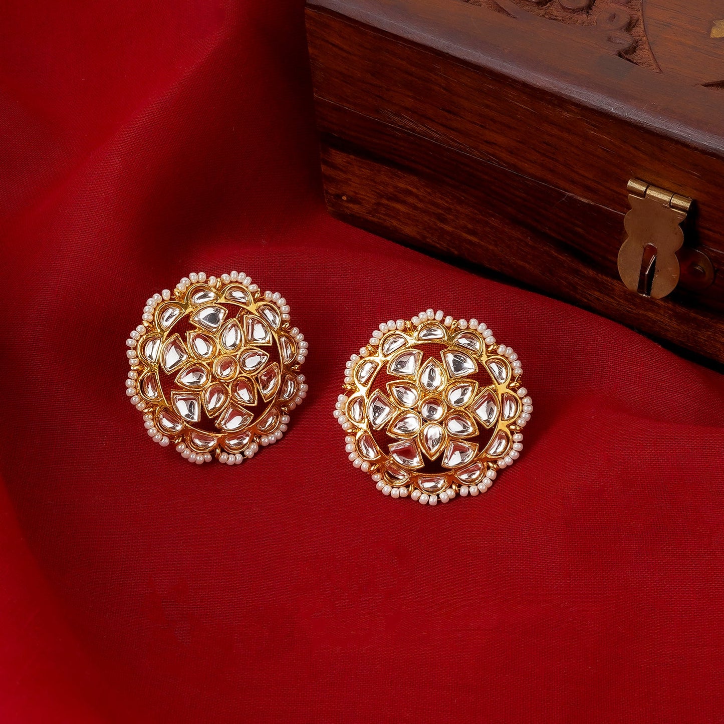 Teejh Lalima Gold And White Stud