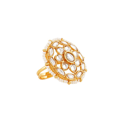 Teejh Lena Gold And White Ring