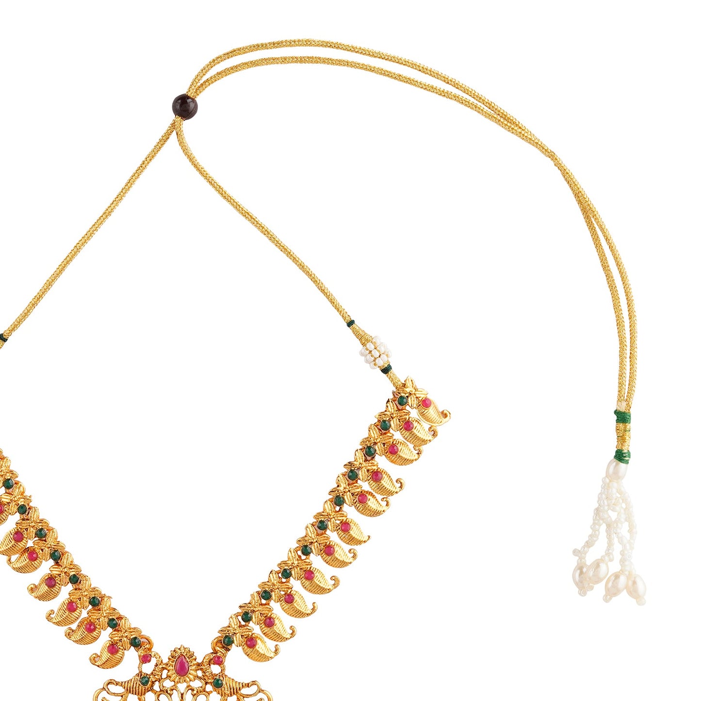 Teejh Meghana Gold Red And Green Necklace Set