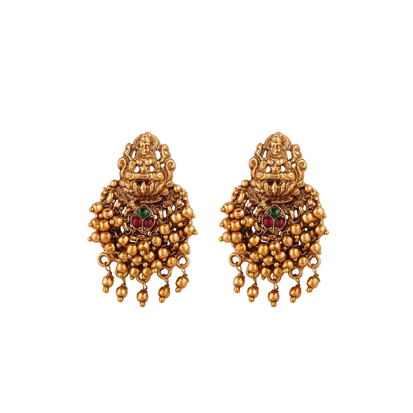 Teejh Namrata Gold Green And Red Earrings