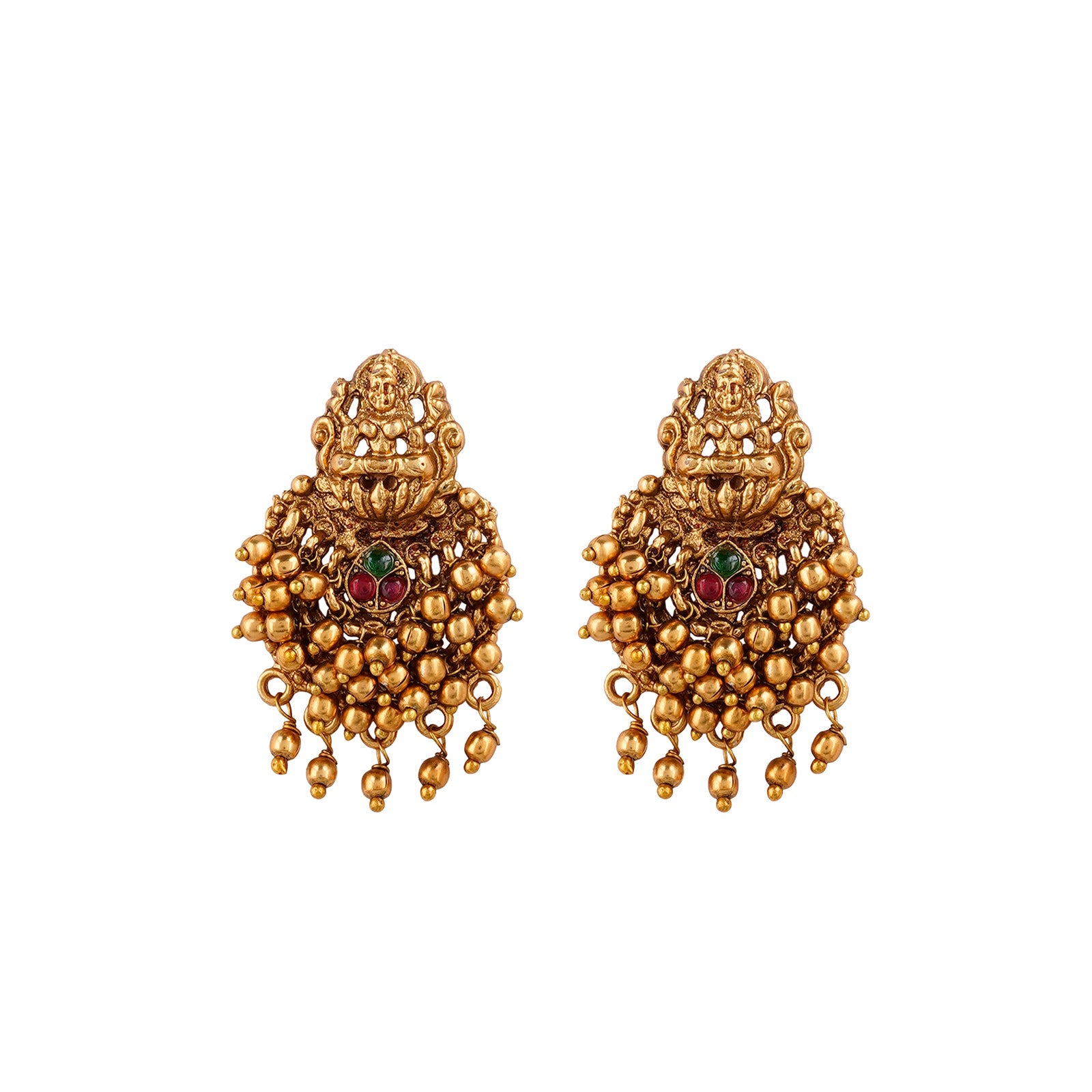 Teejh Namrata Gold Green And Red Earrings