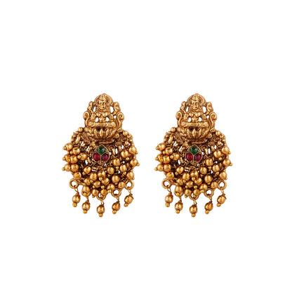Teejh Namrata Gold Green And Red Earrings