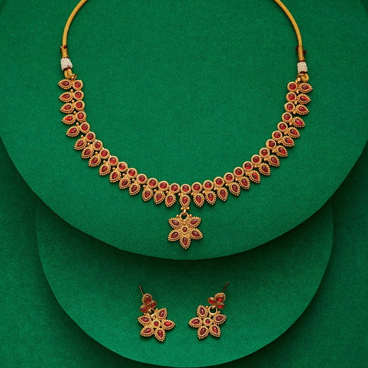 Teejh Ritvika Ruby Gold Necklace Set