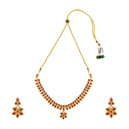 Teejh Ritvika Ruby Gold Necklace Set