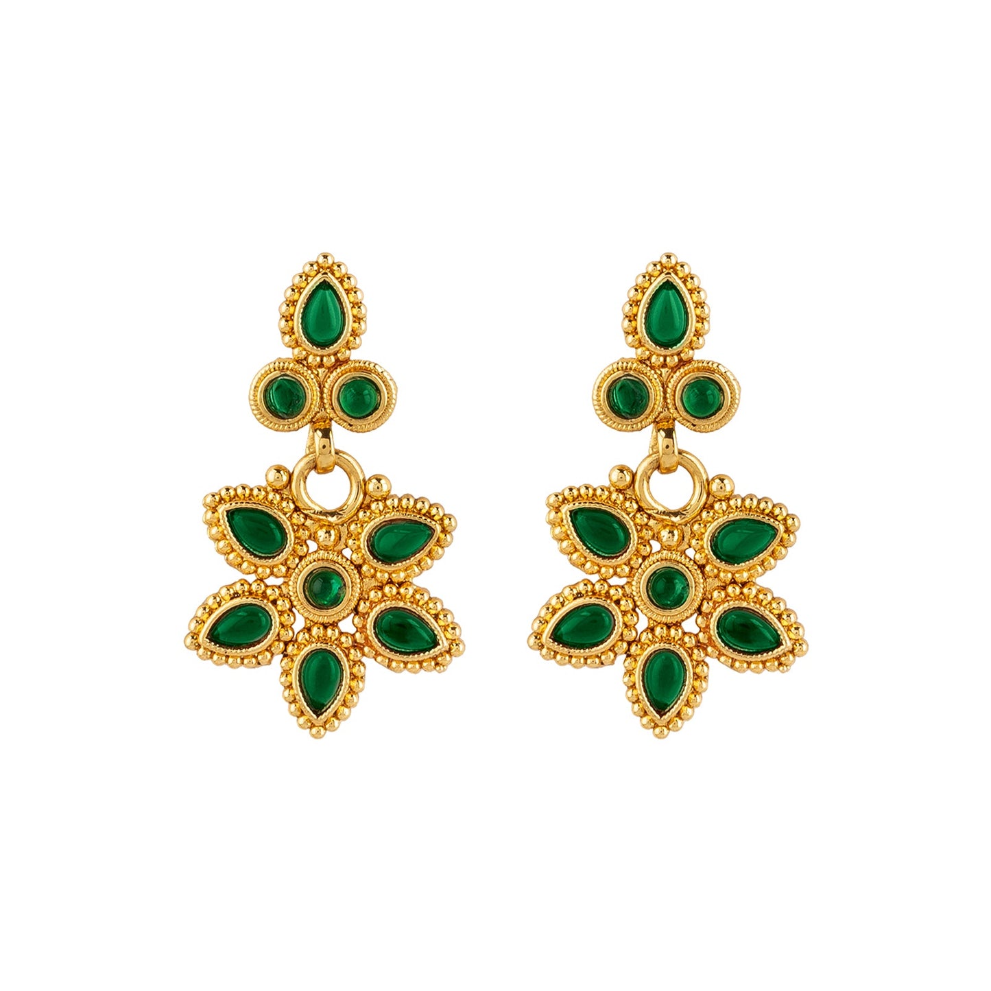 Teejh Tanrika Green Gold Necklace Set