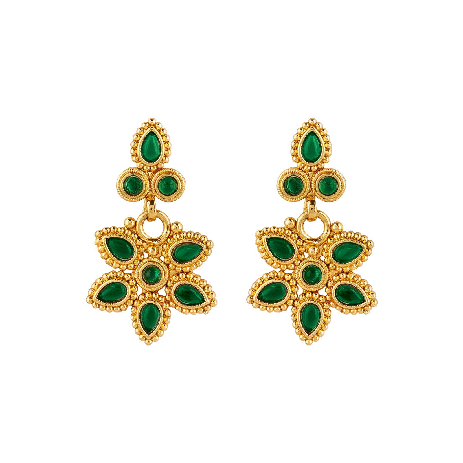 Teejh Tanrika Green Gold Necklace Set