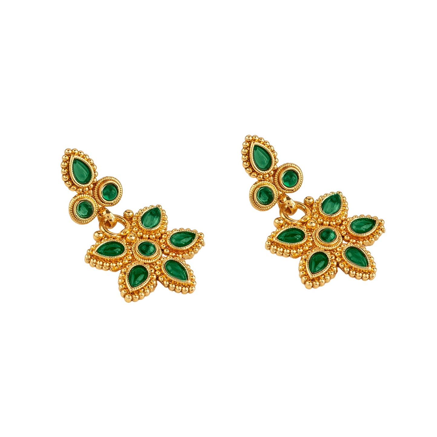 Teejh Tanrika Green Gold Necklace Set