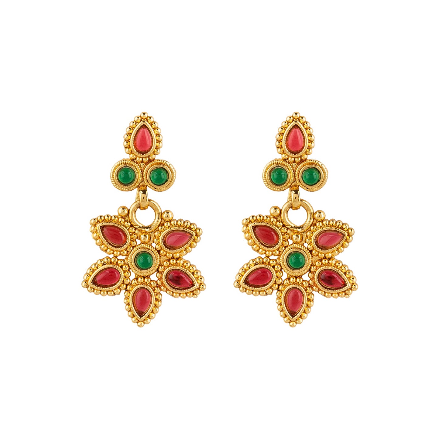 Teejh Vyoma Red and Green Ruby Gold Necklace Set