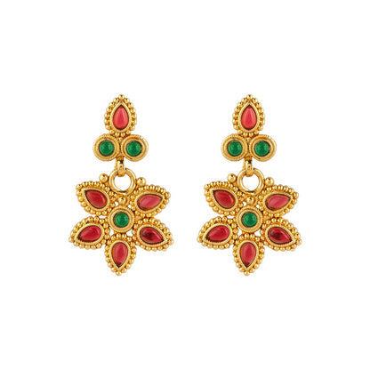 Teejh Vyoma Red and Green Ruby Gold Necklace Set
