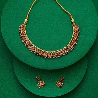 Teejh Falguni Ruby Gold Necklace Set