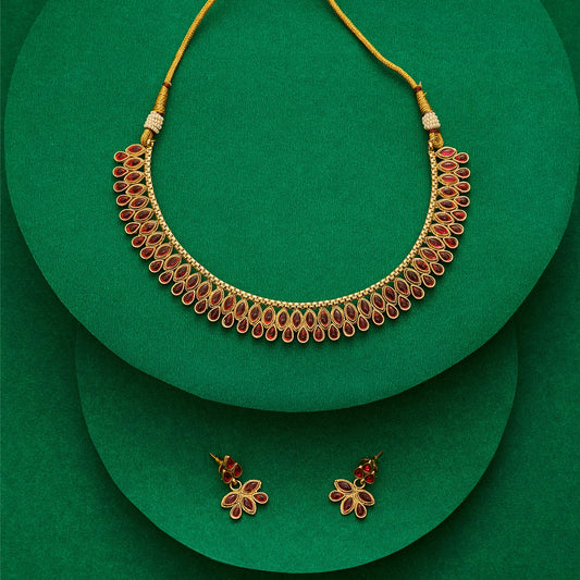 Teejh Falguni Ruby Gold Necklace Set