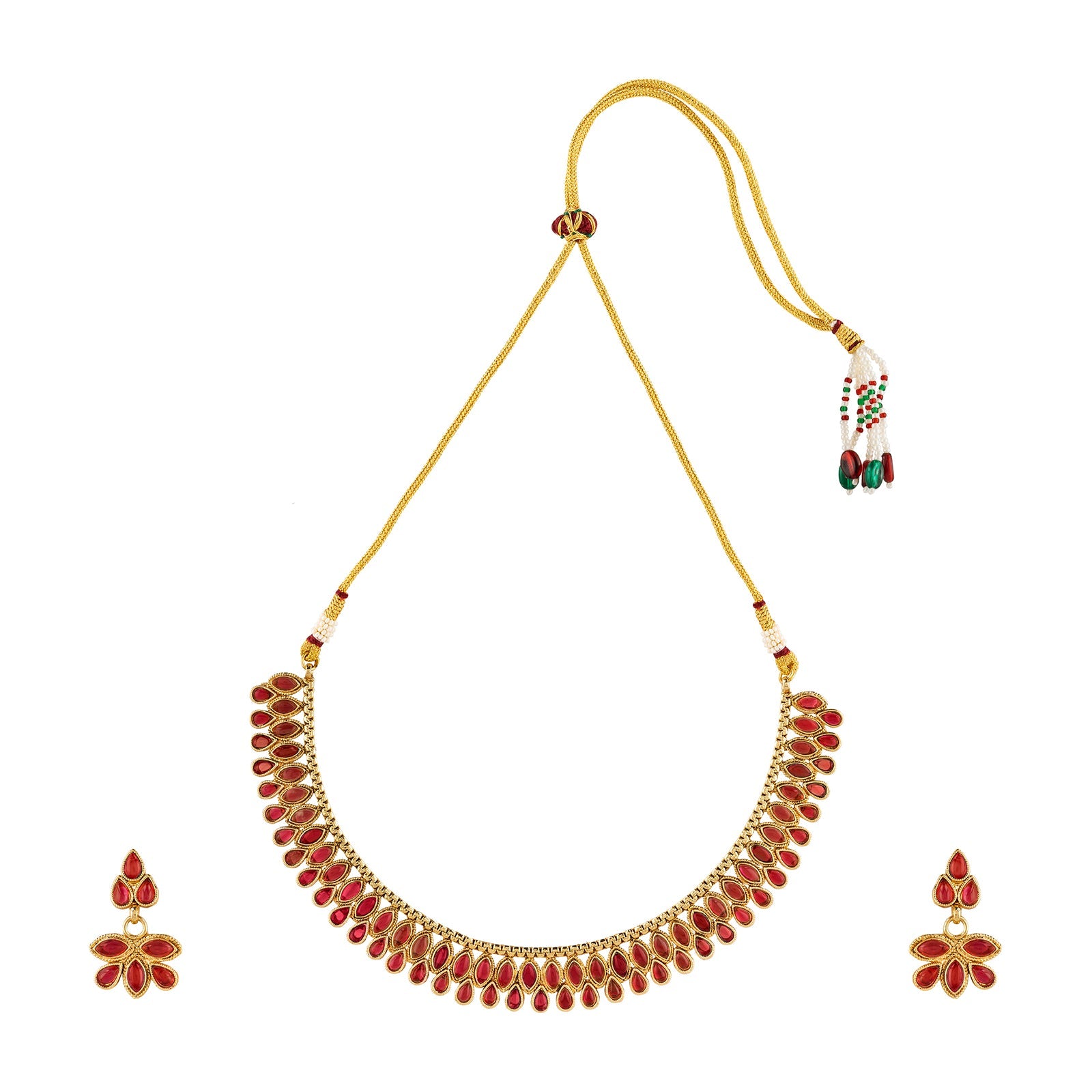 Teejh Falguni Ruby Gold Necklace Set