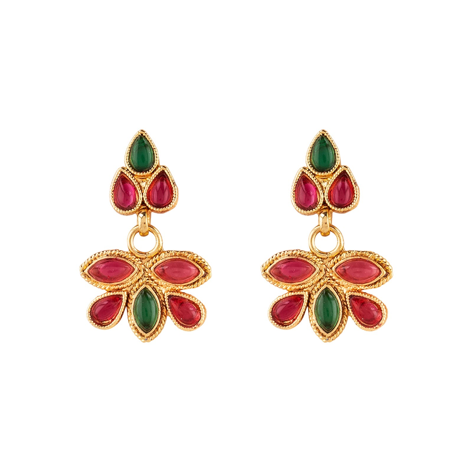 Teejh Hrishita Ruby and Green Gold Necklace Set