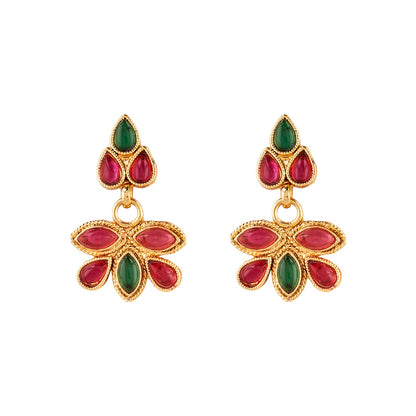 Teejh Hrishita Ruby and Green Gold Necklace Set