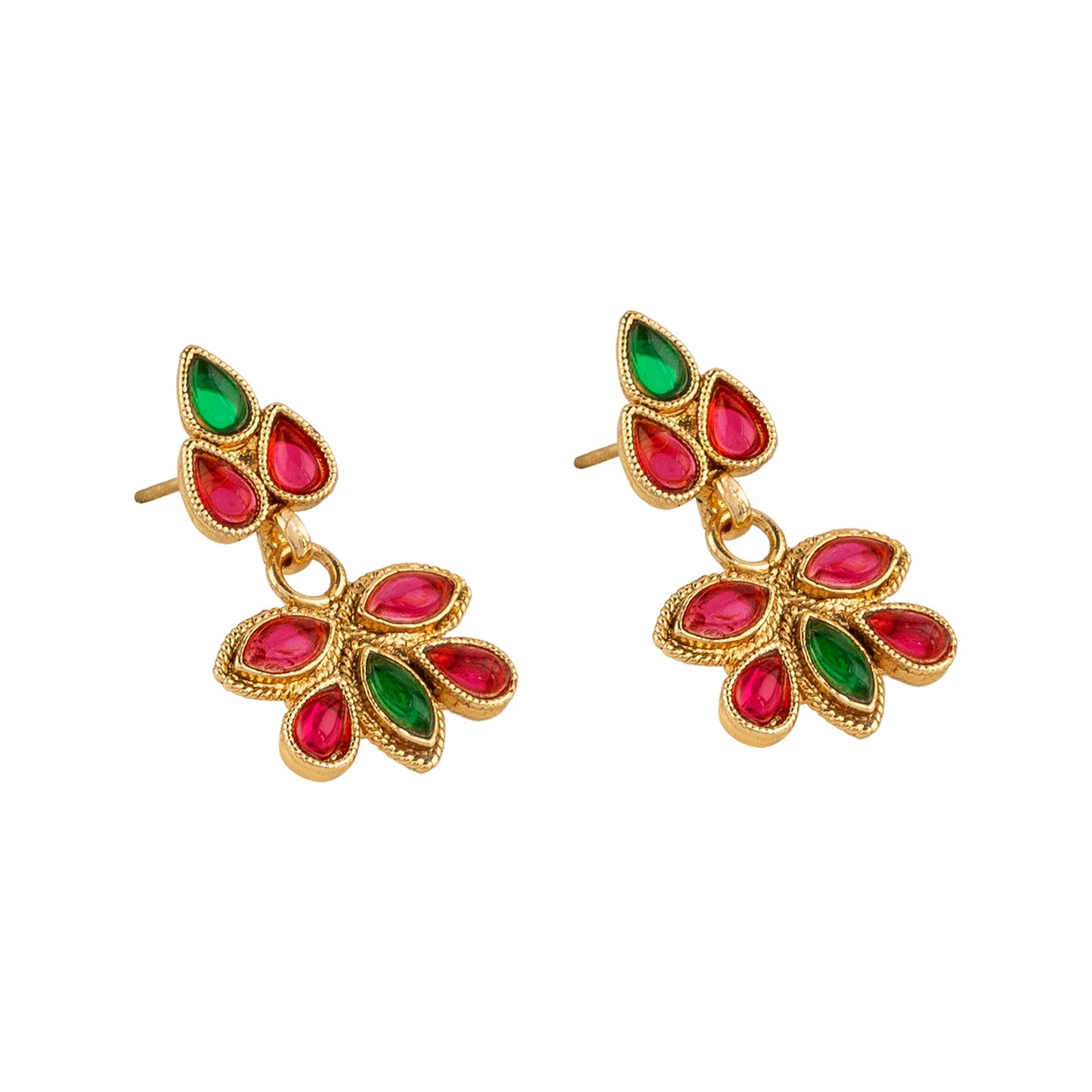 Teejh Hrishita Ruby and Green Gold Necklace Set