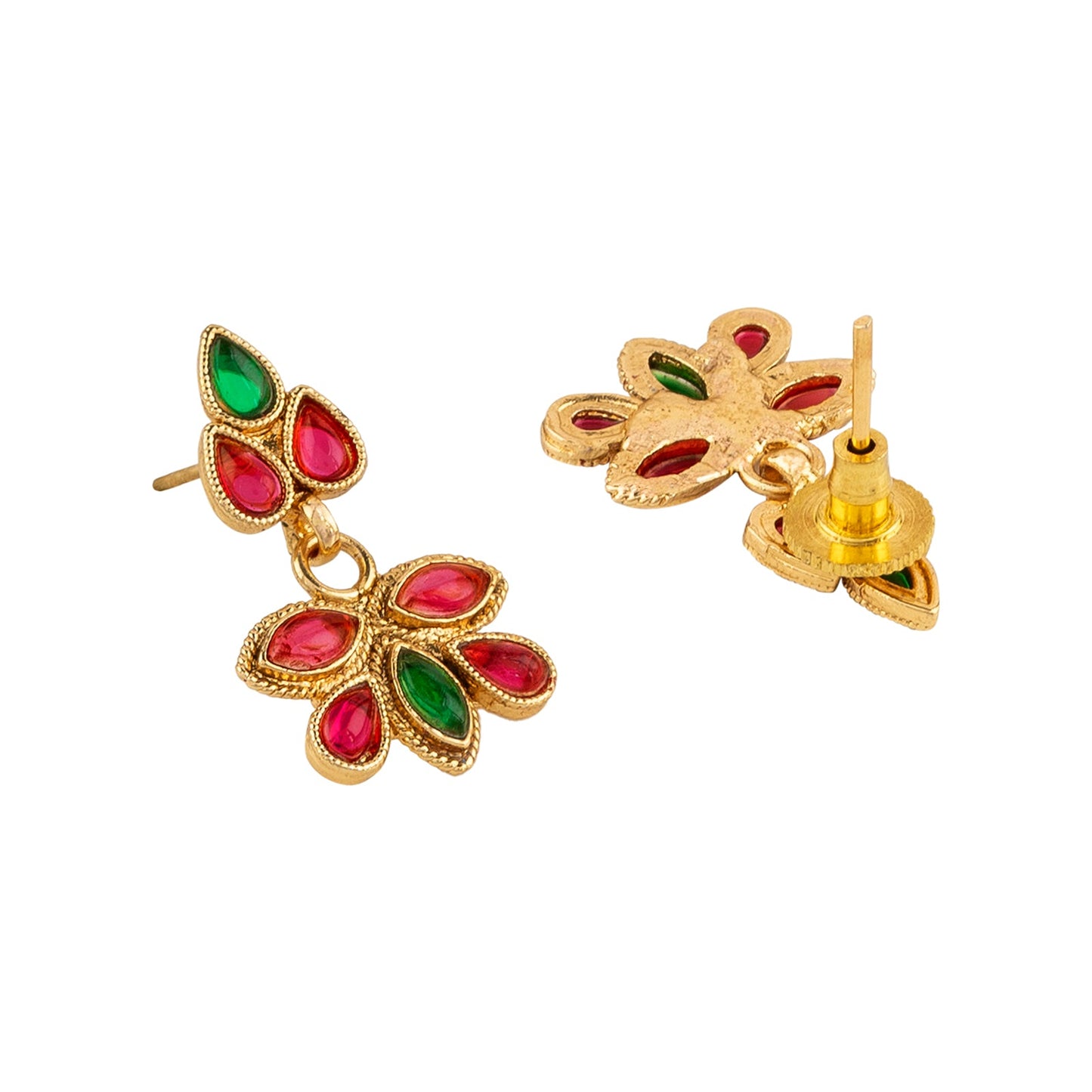 Teejh Hrishita Ruby and Green Gold Necklace Set