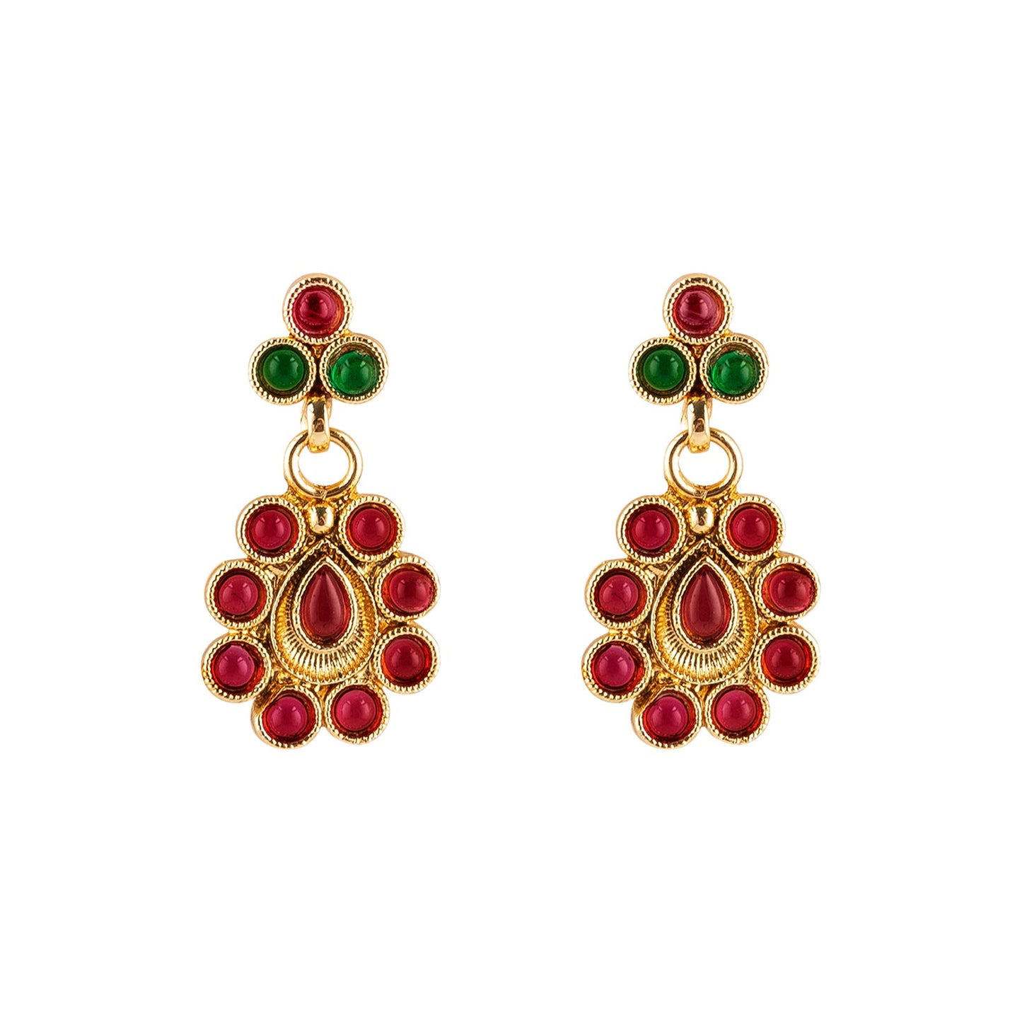 Teejh Vamiksha Red and Green Ruby Gold Necklace Set