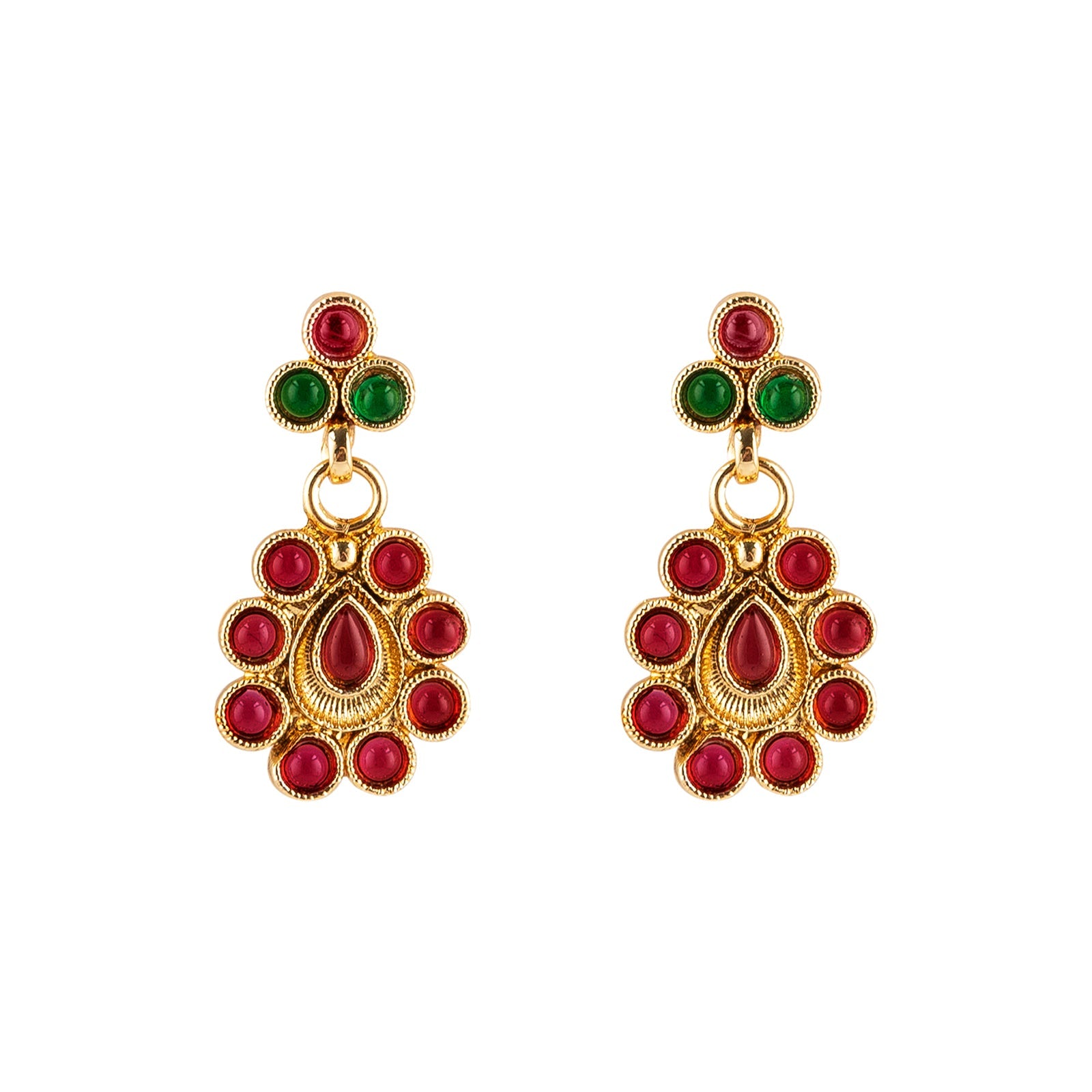 Teejh Vamiksha Red and Green Ruby Gold Necklace Set