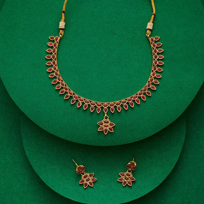 Teejh Gauranshi Ruby Gold Necklace Set