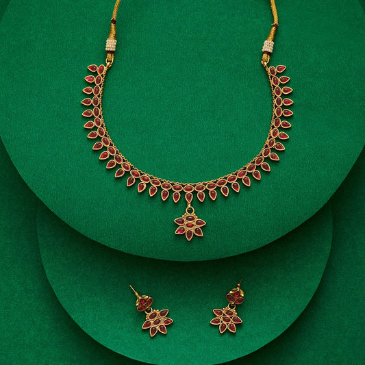 Teejh Gauranshi Ruby Gold Necklace Set