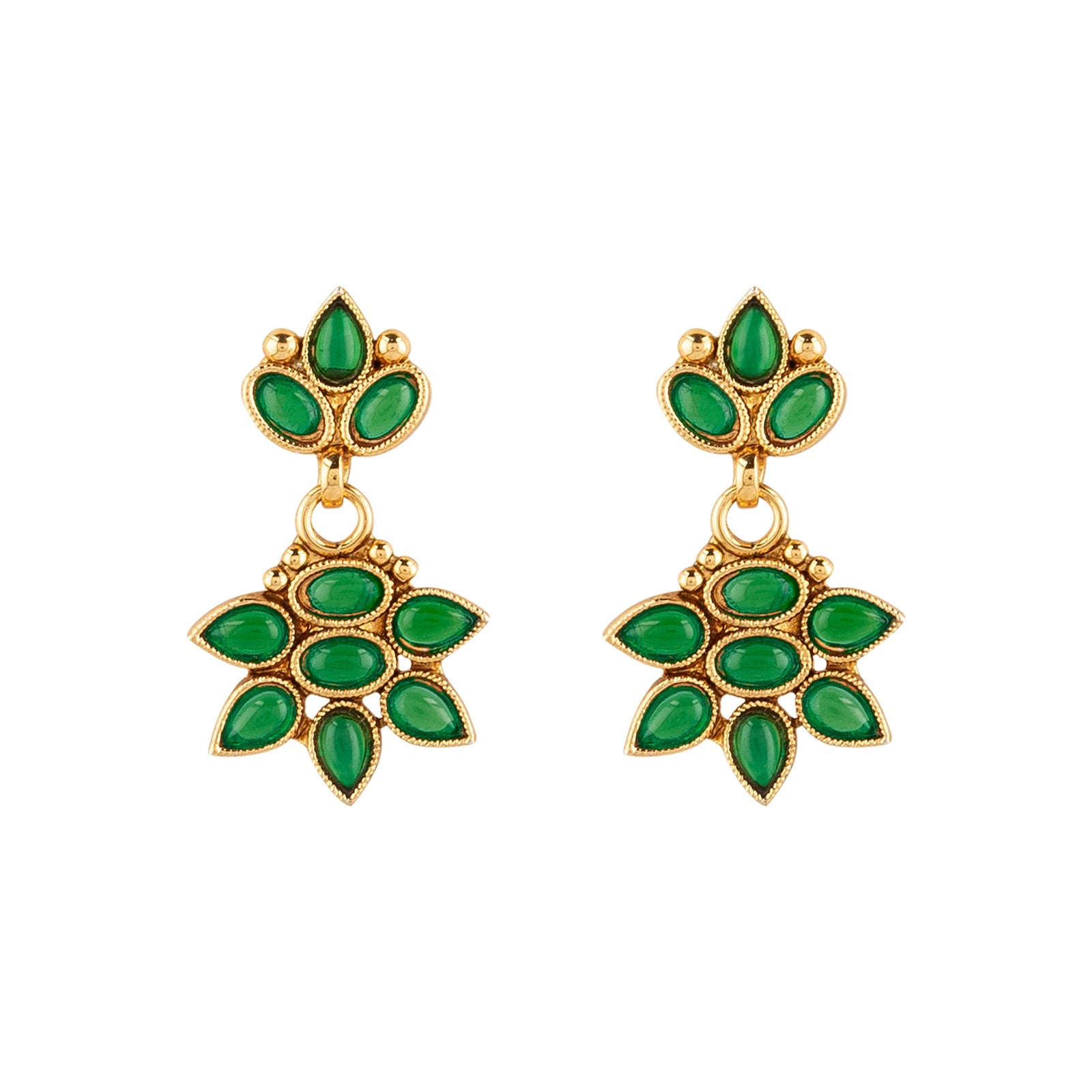Teejh Jivika Green Gold Necklace Set