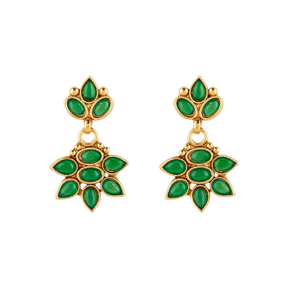 Teejh Jivika Green Gold Necklace Set