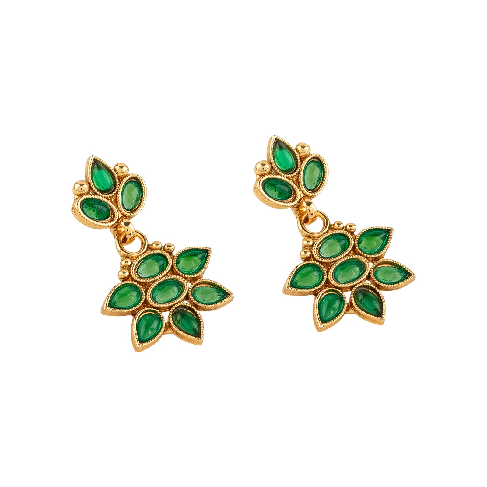 Teejh Jivika Green Gold Necklace Set