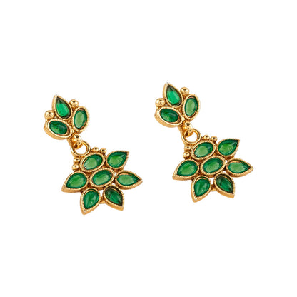 Teejh Jivika Green Gold Necklace Set