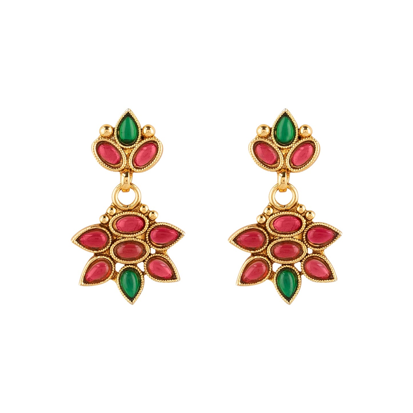 Teejh Yashasvi Red and Green Ruby Gold Necklace Set