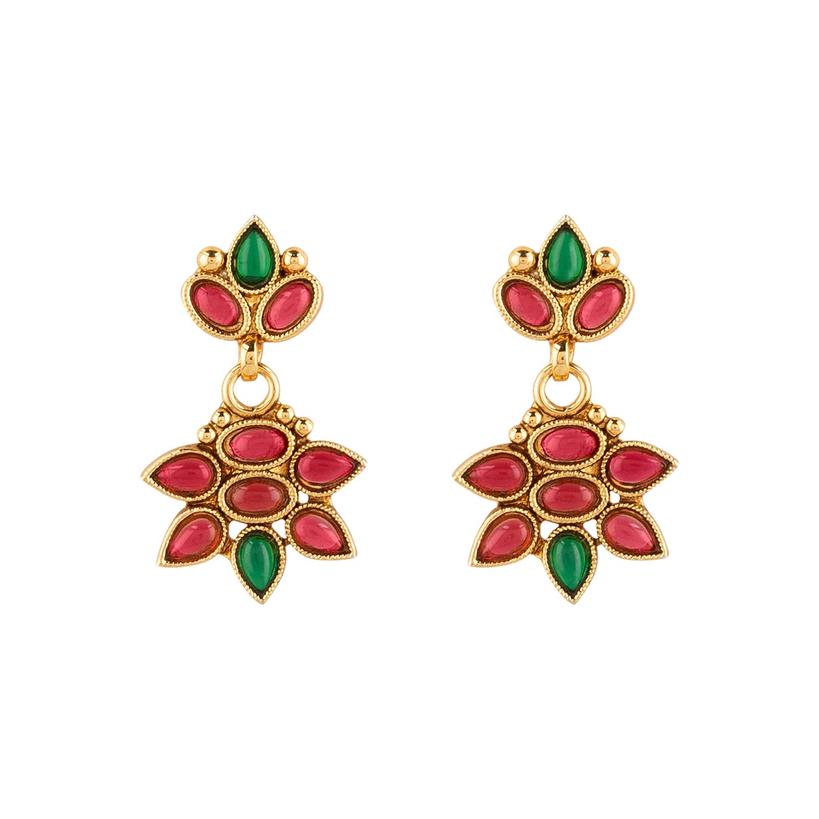 Teejh Yashasvi Red and Green Ruby Gold Necklace Set