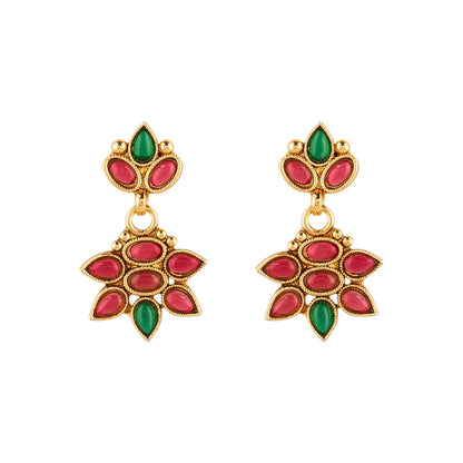 Teejh Yashasvi Red and Green Ruby Gold Necklace Set