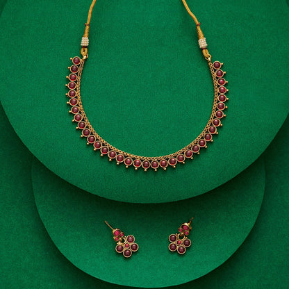 Teejh Urooj Ruby Gold Necklace Set