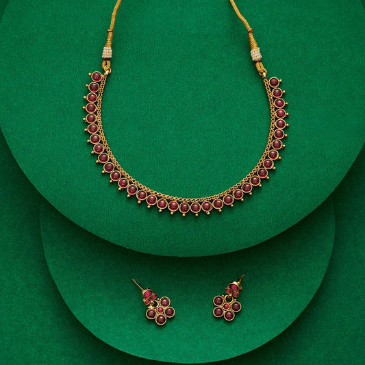 Teejh Urooj Ruby Gold Necklace Set